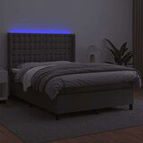  Box spring s madracem LED sivi 140x190cm od umjetne kože | shoptok.hr