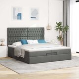 Otomanski okvir kreveta s madracima tamnosivi 200x200cm tkanine | shoptok.hr