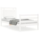Maison Chic Posteljni okvir - Enojna postelja - Postelja za odrasle 75x190 cm z vzglavjem bel trden les-J15847, (21767146) Cene