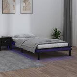 The Living Store LED posteljni okvir črn 100x200 cm trden les - Posteljni Okvir, (21525321) Cene