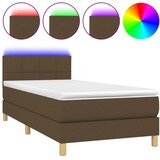  Krevet box spring s madracem LED tamnosmeđi 90x190 cm tkanina | shoptok.hr
