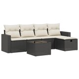 Maison Chic Seti vrtnega pohištva - Vrtna garnitura - Vrtni pohištvo set 6-delna z blazinami črna poli ratan, (21804145) | Shoptok.si
