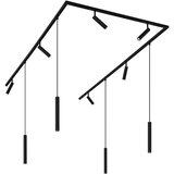 QAZQA Modern railsysteem met 6 spots en 4 hanglampen zwart 1-fase - Slimline Uzzy Keno Cene