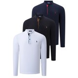 Dewberry TRIPLE SET V4009 MENS SWEATSHIRT-BLACK-WHITE-NAVY BLUE Cijene