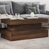 vidaXL Klubska mizica z LED lučkami rjavi hrast 90x50x40 cm Cene