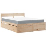  Postelja s predali in vzmetnico 160x200 cm trdna borovina | Shoptok.si