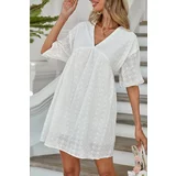 Bigdart 2401 Scalloped Flare Mini Dress - White