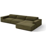 Micadoni Kaki zelena žametna kotna sedežna garnitura (desni kot/z ležalnikom) Jodie – | Shoptok.si
