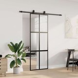  Klizna vrata s priborom crna 76 x 205 cm kaljeno staklo | shoptok.hr