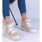 Gemre Beige women's sneakers with thick laces Gralina | Shoptok.si
