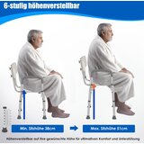 LUMIL Stol za tuš z odstranljivimi nasloni za roke in hrbet z nastavljivo višino do 150 kg | Shoptok.si
