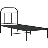  Metalni okvir za krevet s uzglavljem crni 75x190 cm | shoptok.hr