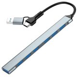  UHB-ACM-U3P1U2P6-01 7-port usb hub (1x usb 3.2 + 6x usb 2.0), usb-a + usb-c, silver | Eponuda.com