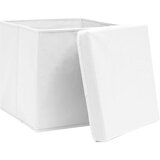 vidaXL škatle za shranjevanje s pokrovi x 10 bele 32x32x32 cm blago | Shoptok.si