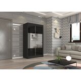 ADRK Klizni ormar TAMOS s ogledalom i staklom Lacobel 120 cm - CRNA-LAKIRANA CRNA, VISOKI SJAJ | shoptok.hr