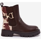 Boto Insulated Ankle Boots Women's With Gold Detail In Patches Brown Priscilla | shoptok.hr