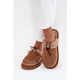 Boto Women's slippers with fur and embroidery brown Perivelle | shoptok.hr