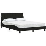vidaXL Postelja z vzmetnico črna 140x200 cm blago | Shoptok.si