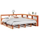  Knjižna postelja brez vzmetnice vošč. rjava 200x200 cm borovina, (21791568) | Shoptok.si