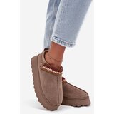 Boto Women's Low Snow Boots With Movable Strap And Embroidery On Platform Dark Beige Lyrisse | shoptok.hr
