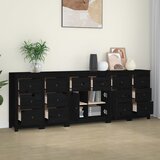 vidaXL Komoda črna 230x35x80 cm trdna borovina Cene