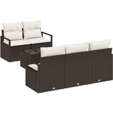 Set od 6 komada vrtnih sofa s jastucima smeđi poli ratan dvostruka sofa za vrt s jastucima smeđi poli ratan  Set od 6 komada vrtnih sofa s jastucima smeđi poli ratan dvostruka sofa za vrt s jastucima smeđi poli ratan Slike