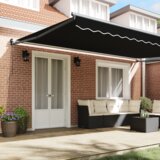 vidaXL Ročna retraktibilna tenda Črna 500x300 cm, Tenda zamenjava tkanine za okvir 5x3 m Črna | Shoptok.si