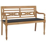 vidaXL Klop Batavia z antracitno blazino 150 cm trdna tikovi | Shoptok.si
