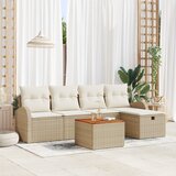 vidaXL 6-delna vrtna sofa z blazinami Bež Poli ratan | Shoptok.si