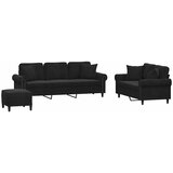  3-dijelni set sofa s jastucima crni baršunasti | shoptok.hr