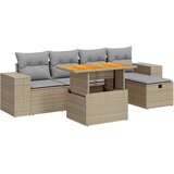  6-dijelni set vrtnih sofa s jastucima bež od poliratana bagrem | shoptok.hr