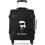Karl Lagerfeld Kovčeg na kotače 'Ikonik Mix' crna / bijela
