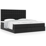 vidaXL Otomanski posteljni okvir z vzmetnicami črn 200x200cm um. usnje | Shoptok.si