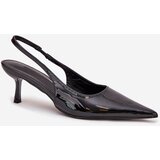 Boto Lacquered High Heels With Open Heel Black Talira | shoptok.hr