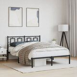  The Living Store Kovinski posteljni okvir z vzglavjem črn 135x190 cm - Posteljni Okvir, (21527832) | Shoptok.si