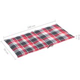 vidaXL Blazine za vrtne stole 4 kosi rdeč karo vzorec 100x50x3 cm | Shoptok.si