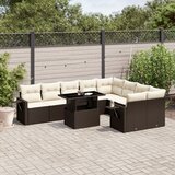  10-dijelni set vrtnih sofa od poliratana s jastucima smeđi | shoptok.hr