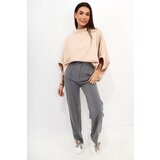 Fasardi Oversized kimono blouse with stand-up collar, light beige | shoptok.hr
