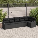 vidaXL 6-delni vrtnik kavč set z blazinami Črn Poli ratan | Shoptok.si