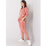 Fashion Hunters Dusty pink plus size velor set Cene