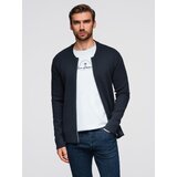 Ombre Men's smooth zip sweater - navy blue Cene