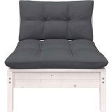 vidaXL Srednja vrtna sofa s jastucima bijela od masivne borovine | shoptok.hr