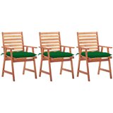 Maison Chic Vrtni jedilni stoli - Stol za vrt 3 kosi z blazinami trden akacijev les JS333, (21877449) | Shoptok.si