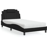 The Living Store Postelja z vzmetnico črna 100x200 cm umetno usnje - Postelja, (21610320) | Shoptok.si
