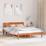 vidaXL posteljni okvir z naslonjalom voskano rjav 140x200 cm trden borov les Cene