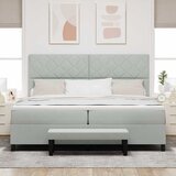 Krevet s opruga kutije Svijetlo siva 200 x 200 cm Baršun | shoptok.hr