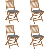 Maison Chic Zložljivi Vrtni Stoli - Stol za vrti 4 kosi z blazinami trden akacijev les JS2965, (21876266) | Shoptok.si