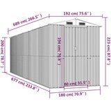  Vrtno spremište tamnosmeđe 192x689x223 cm pocinčani čelik | shoptok.hr