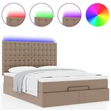 vidaXL Otomanski posteljni okvir z vzmetnico kapučino 140x200 cm, (22053297) | Shoptok.si