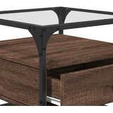  Stolić sa staklenom površinom boja hrasta 50 x 50 x 45 cm čelik | shoptok.hr